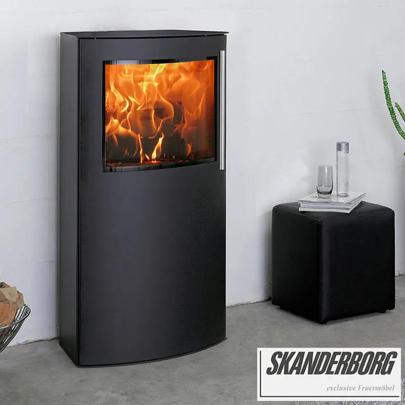 Poêle à bois Skanderborg carré acier - TIVA XL NOIR 7 kW